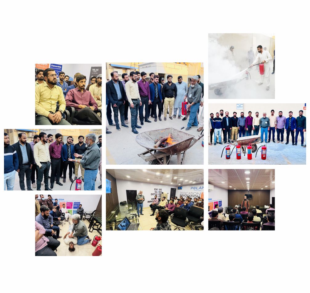 Instructing workers in factory